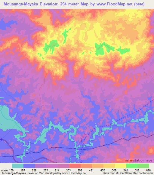 Mousanga-Mayaka,Congo (Brazzaville) Elevation Map