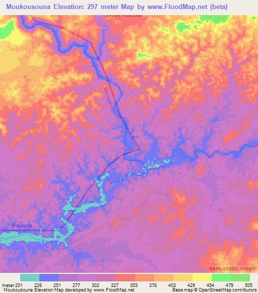Moukousouna,Congo (Brazzaville) Elevation Map