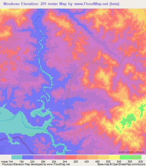 Moukoso,Congo (Brazzaville) Elevation Map
