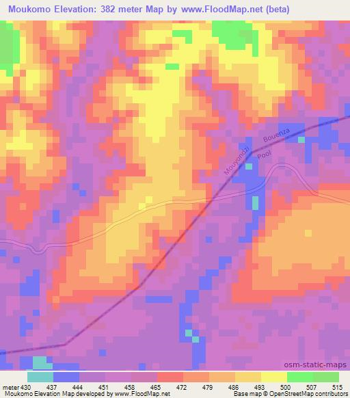 Moukomo,Congo (Brazzaville) Elevation Map