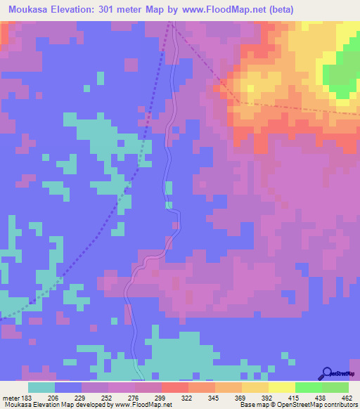 Moukasa,Congo (Brazzaville) Elevation Map