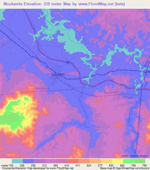 Moukanda,Congo (Brazzaville) Elevation Map