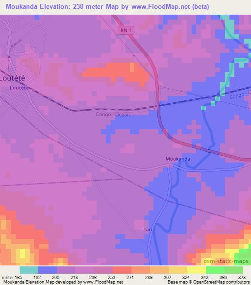 Moukanda,Congo (Brazzaville) Elevation Map
