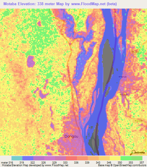 Motaba,Congo (Brazzaville) Elevation Map