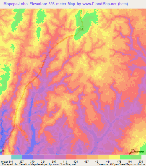Mopepa-Lobo,Congo (Brazzaville) Elevation Map