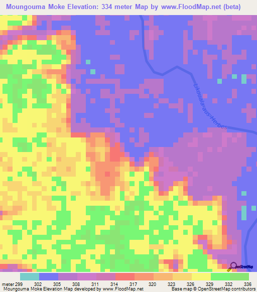 Moungouma Moke,Congo (Brazzaville) Elevation Map