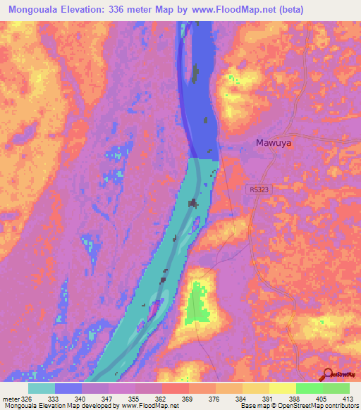 Mongouala,Congo (Brazzaville) Elevation Map