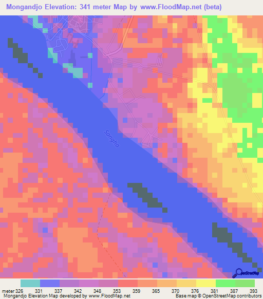 Mongandjo,Congo (Brazzaville) Elevation Map