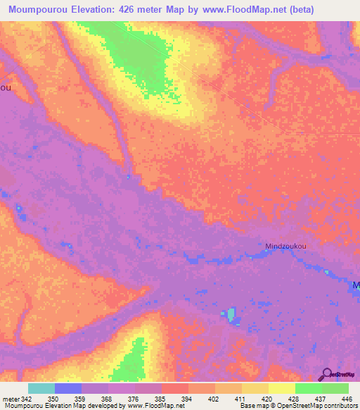 Moumpourou,Congo (Brazzaville) Elevation Map