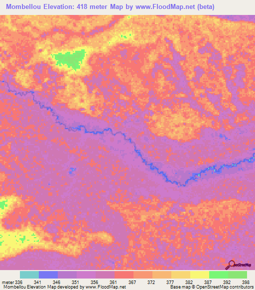 Mombellou,Congo (Brazzaville) Elevation Map