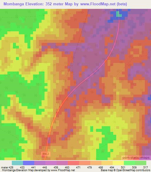 Mombanga,Congo (Brazzaville) Elevation Map