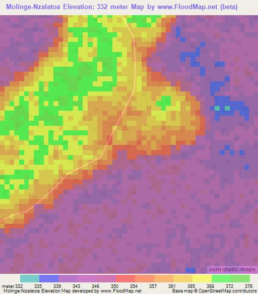 Molinge-Nzalatoa,Congo (Brazzaville) Elevation Map