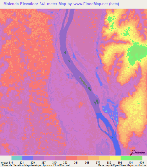 Molenda,Congo (Brazzaville) Elevation Map