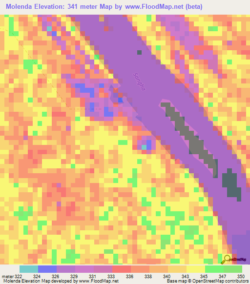 Molenda,Congo (Brazzaville) Elevation Map