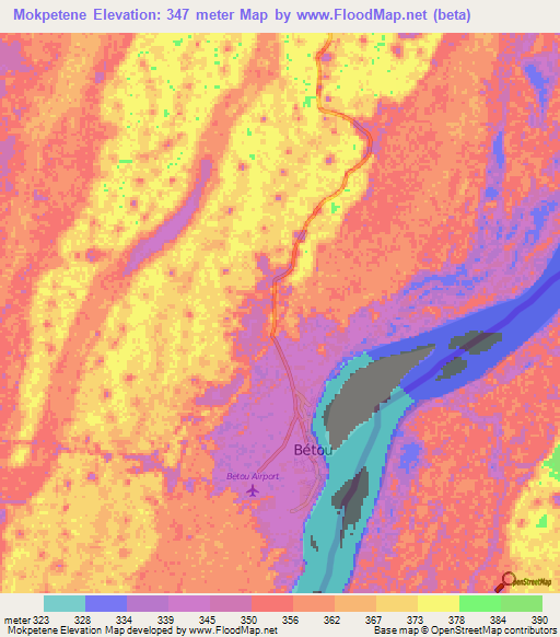 Mokpetene,Congo (Brazzaville) Elevation Map