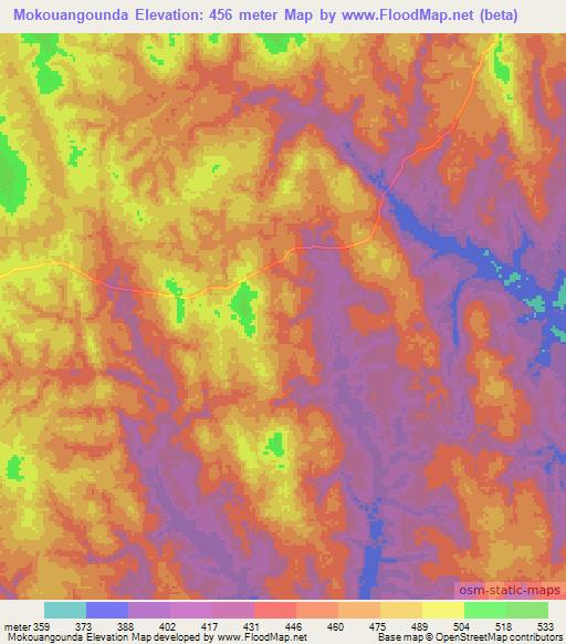 Mokouangounda,Congo (Brazzaville) Elevation Map