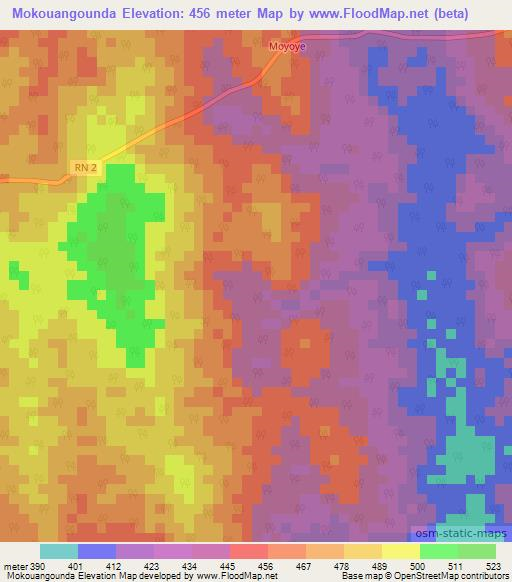 Mokouangounda,Congo (Brazzaville) Elevation Map