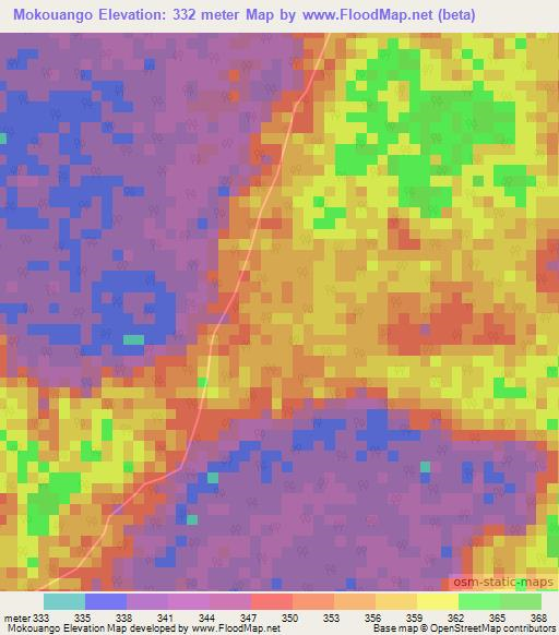 Mokouango,Congo (Brazzaville) Elevation Map
