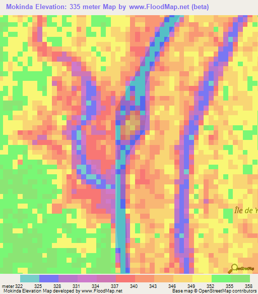Mokinda,Congo (Brazzaville) Elevation Map