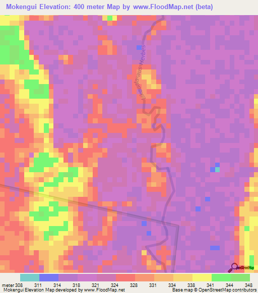 Mokengui,Congo (Brazzaville) Elevation Map