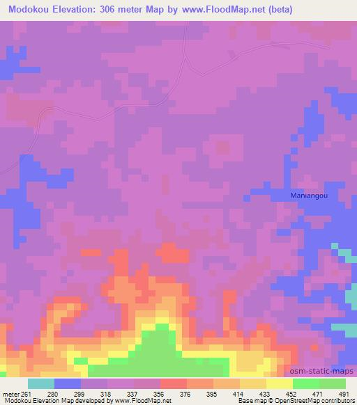 Modokou,Congo (Brazzaville) Elevation Map