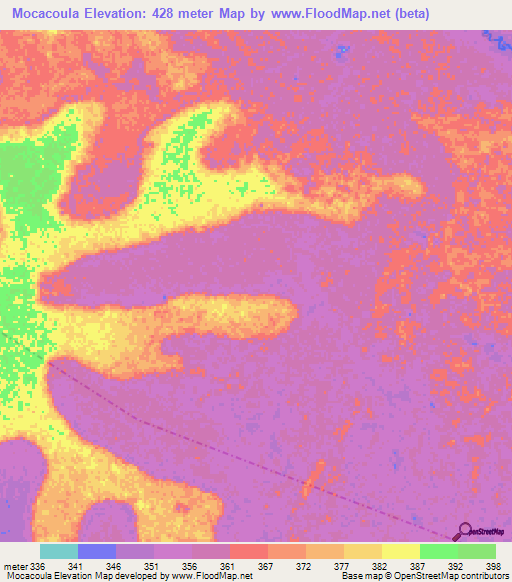 Mocacoula,Congo (Brazzaville) Elevation Map