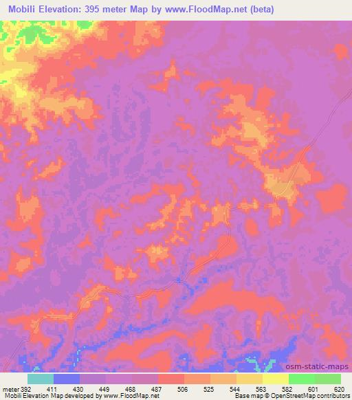 Mobili,Congo (Brazzaville) Elevation Map