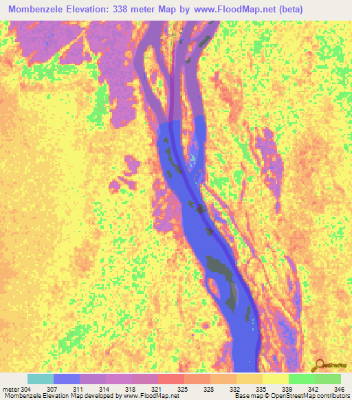 Mombenzele,Congo (Brazzaville) Elevation Map