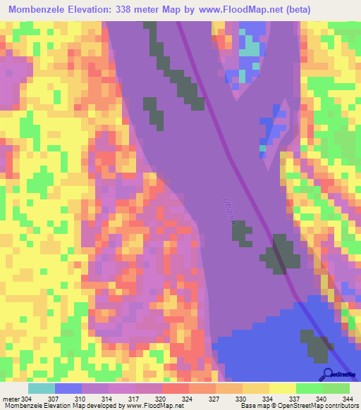Mombenzele,Congo (Brazzaville) Elevation Map