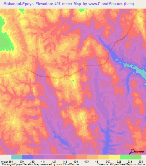 Mobangui-Epoyo,Congo (Brazzaville) Elevation Map