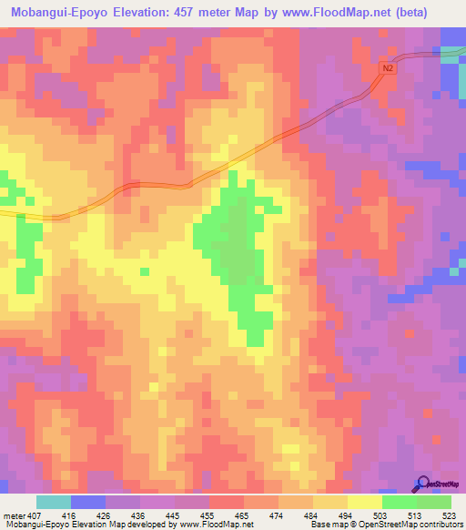 Mobangui-Epoyo,Congo (Brazzaville) Elevation Map