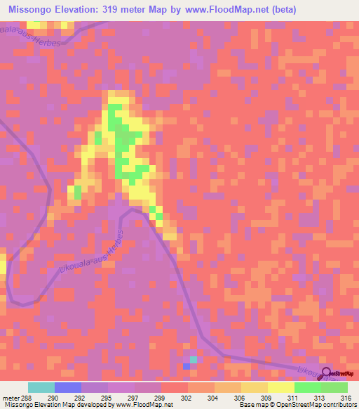 Missongo,Congo (Brazzaville) Elevation Map