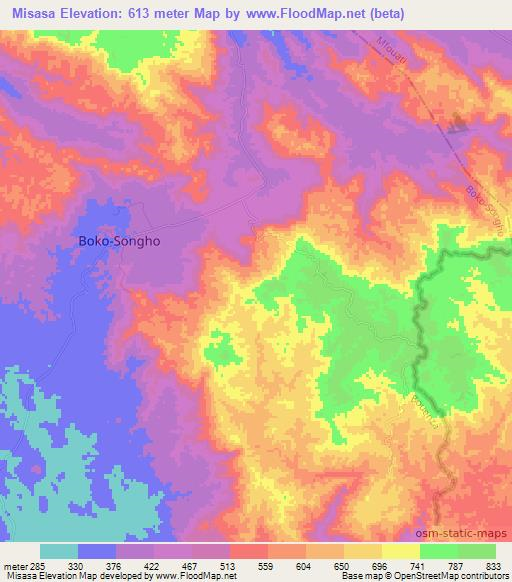 Misasa,Congo (Brazzaville) Elevation Map