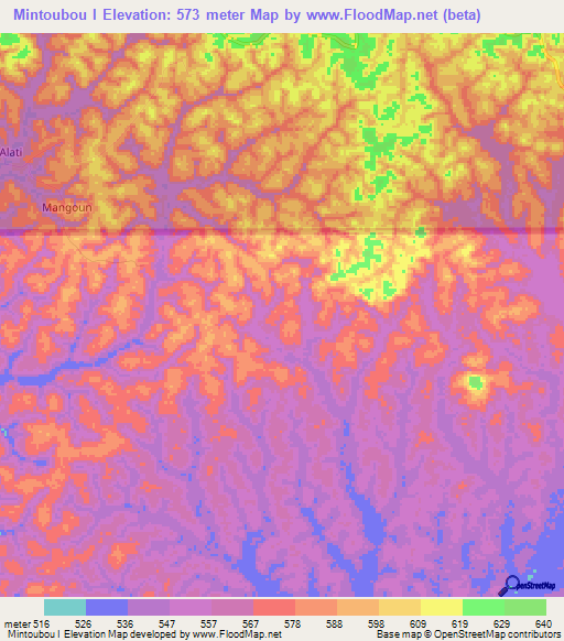 Mintoubou I,Congo (Brazzaville) Elevation Map