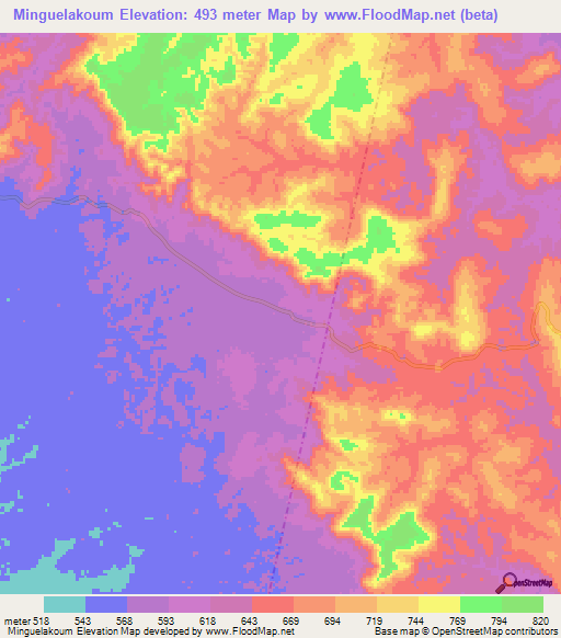 Minguelakoum,Congo (Brazzaville) Elevation Map