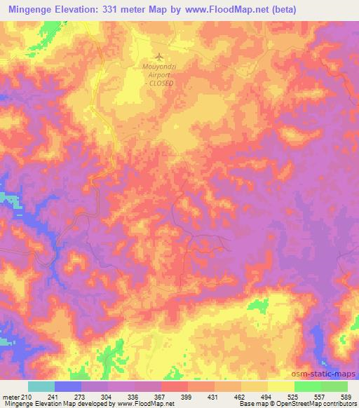 Mingenge,Congo (Brazzaville) Elevation Map