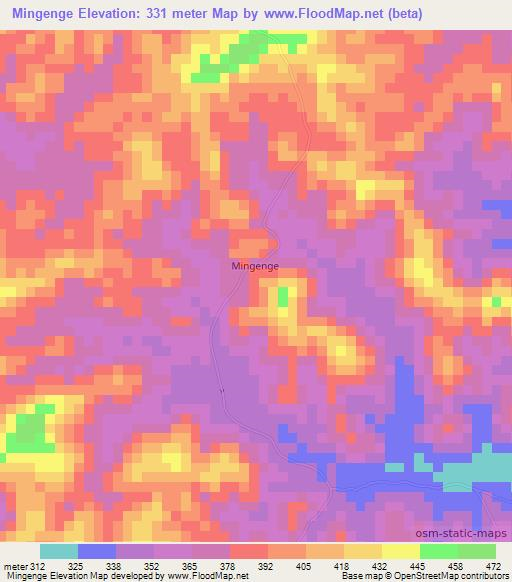 Mingenge,Congo (Brazzaville) Elevation Map