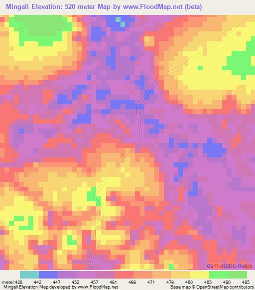 Mingali,Congo (Brazzaville) Elevation Map
