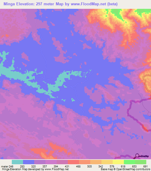 Minga,Congo (Brazzaville) Elevation Map