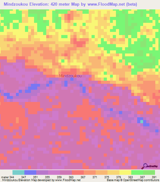 Mindzoukou,Congo (Brazzaville) Elevation Map