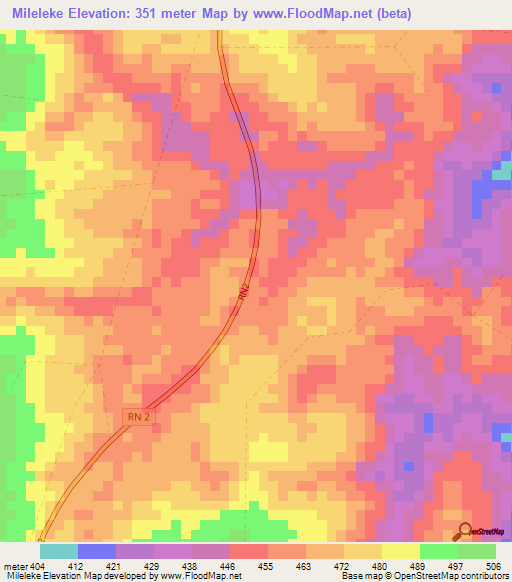 Mileleke,Congo (Brazzaville) Elevation Map
