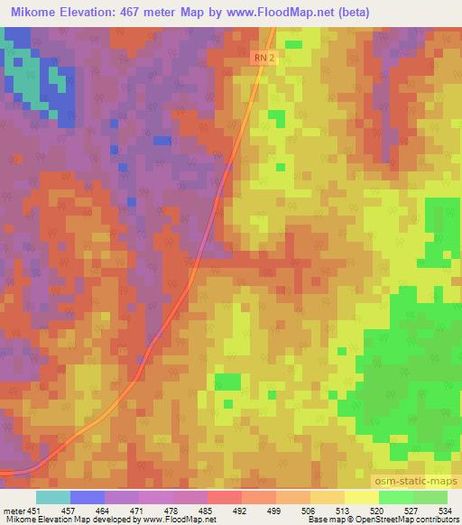 Mikome,Congo (Brazzaville) Elevation Map