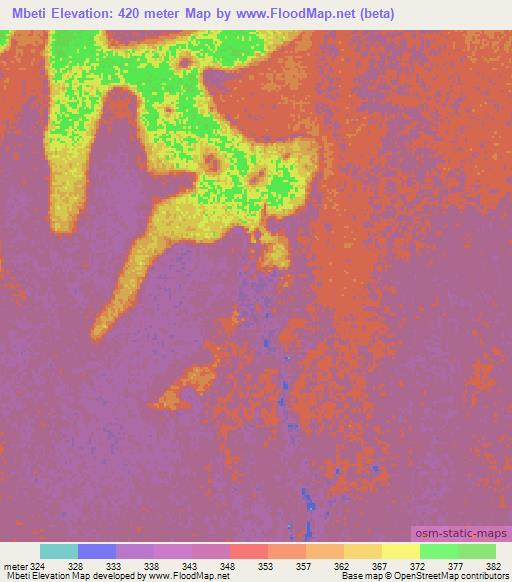 Mbeti,Congo (Brazzaville) Elevation Map