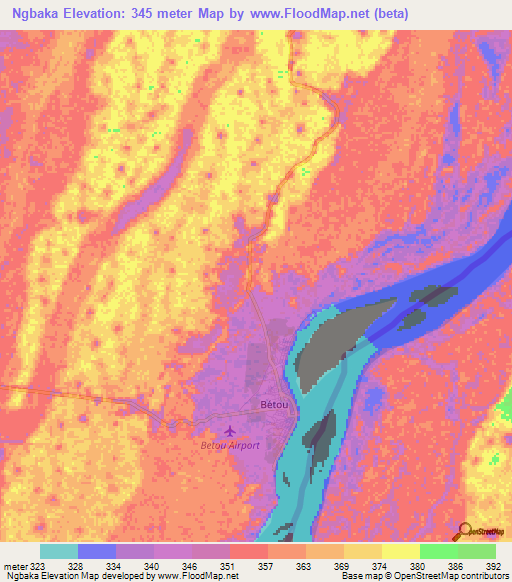 Ngbaka,Congo (Brazzaville) Elevation Map