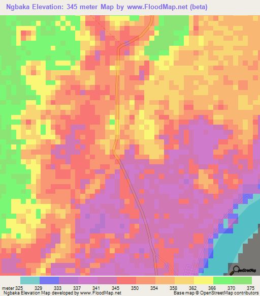 Ngbaka,Congo (Brazzaville) Elevation Map