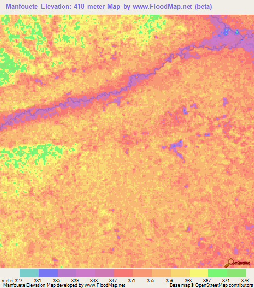 Manfouete,Congo (Brazzaville) Elevation Map