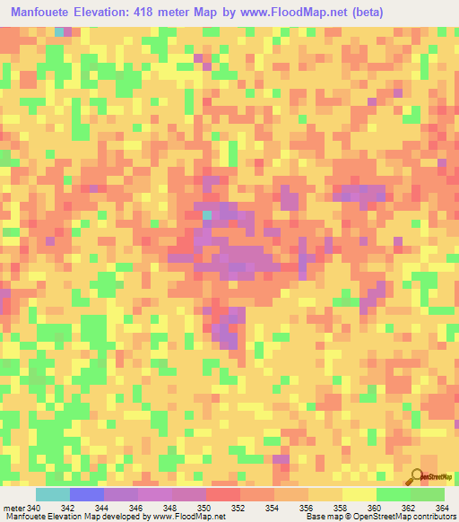 Manfouete,Congo (Brazzaville) Elevation Map