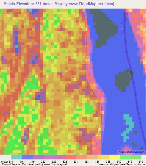 Malala,Congo (Brazzaville) Elevation Map
