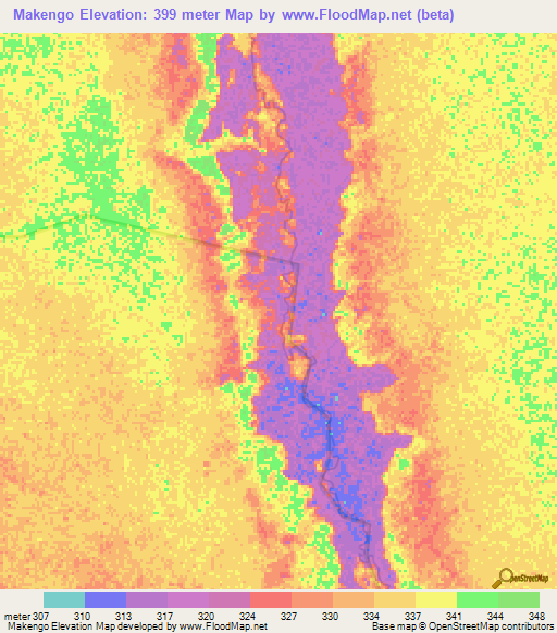Makengo,Congo (Brazzaville) Elevation Map
