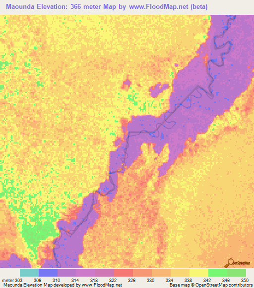 Maounda,Congo (Brazzaville) Elevation Map